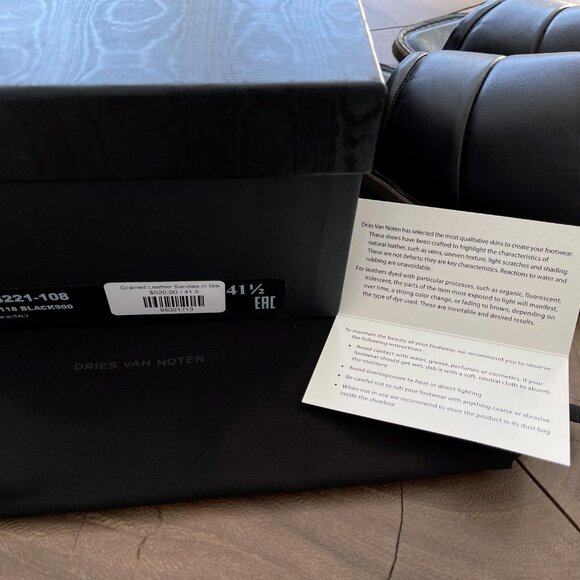 Dries Van Noten - EU41.5 Quilted Grained Leather Flat Slippers Slides SS21 - Picture 2 of 9